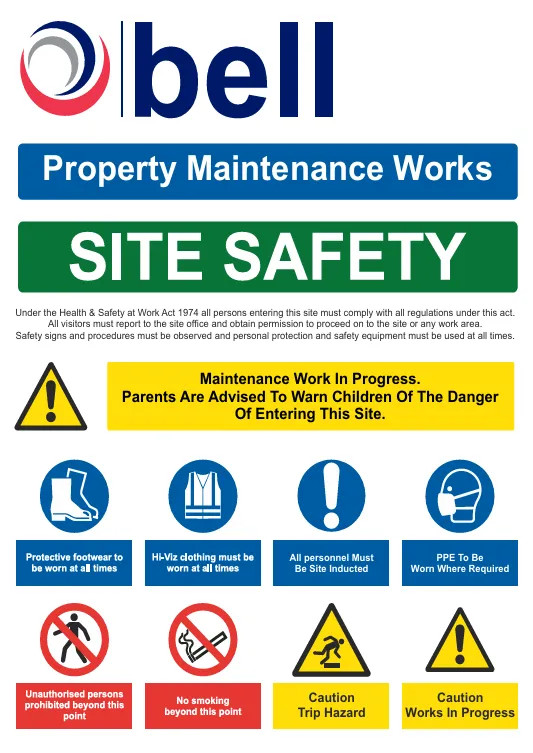Bell Site safety sign A2 correx 3mm