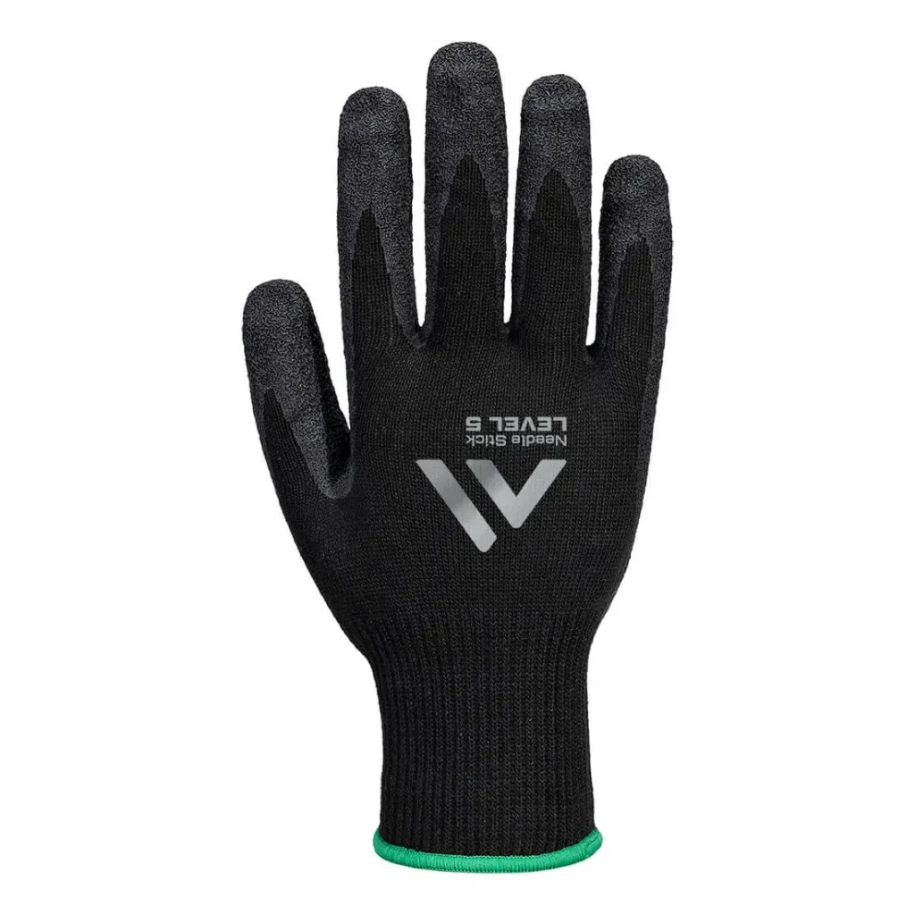 Needle Resistant F10 Latex Crinkle Glove Black (L)