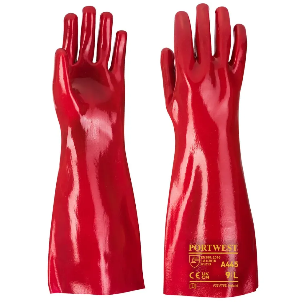 [W-GPVCR45] Red PVC Gauntlet 45cm (Size 10)